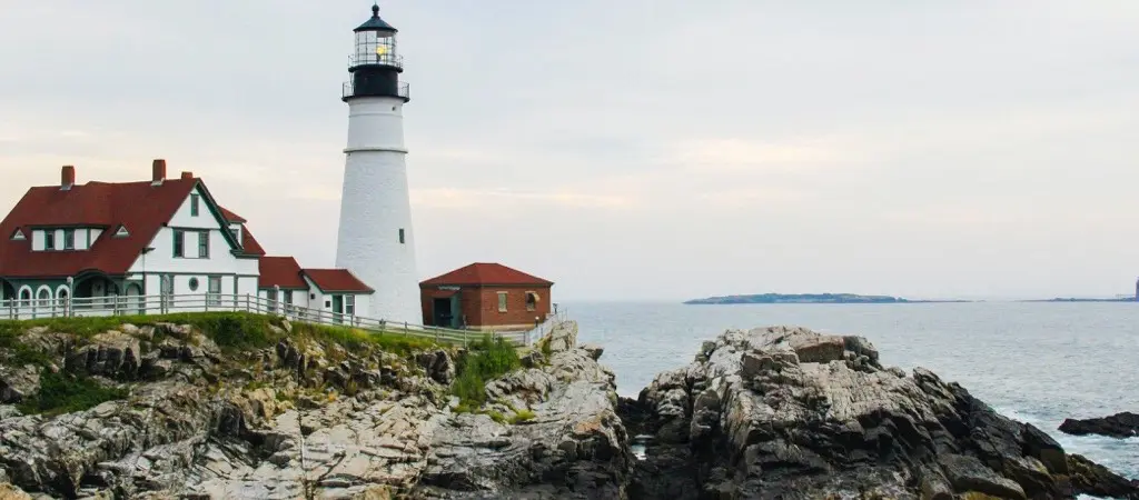 Rocky Maine coast representing New England